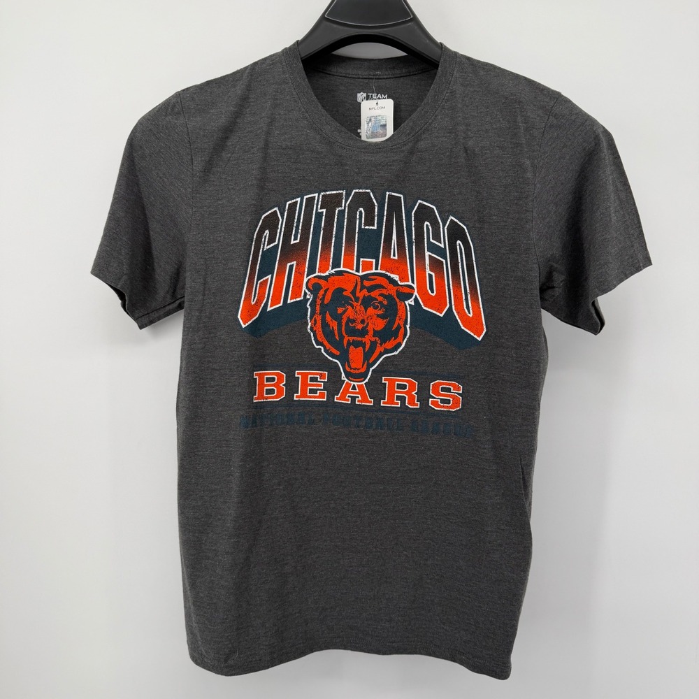 NFL Team Apparel T-Shirt Mens‎ M Gray Chicago Bears Graphic Distressed Logo Tee